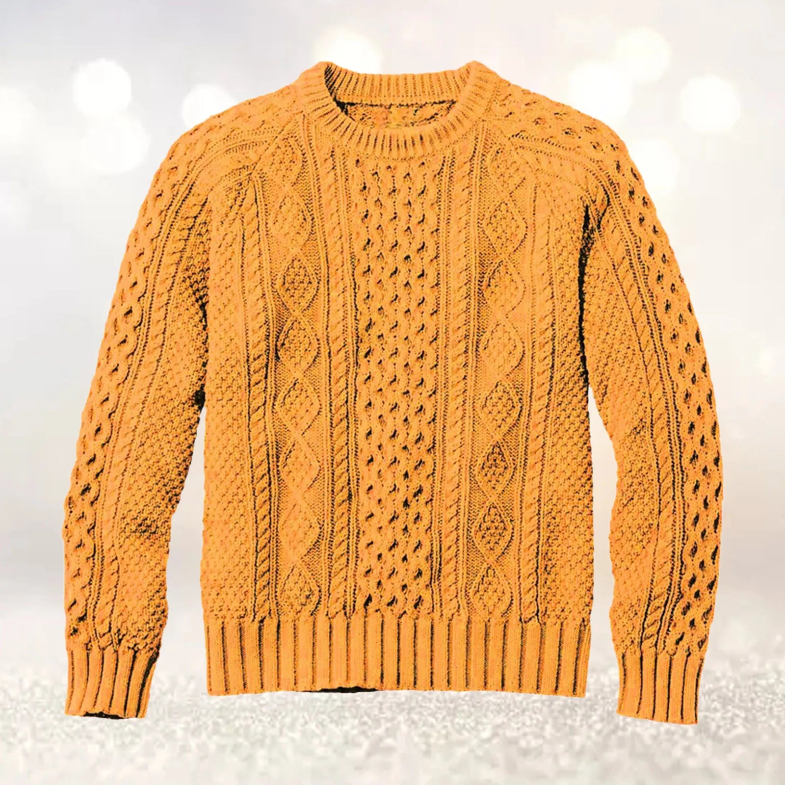 Men's Cable Knit Crew Neck Contemporary Relaxed Fit Sweater Pullover