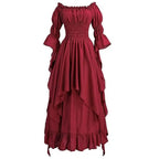 Romantic Gothic Ruffle Maxi Dress with Vintage Alternative Fashion Silhouette