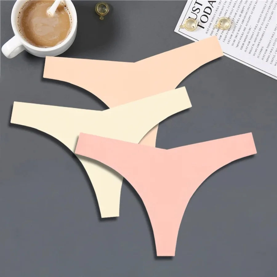 Seamless V-Waist Thong Panties Three-Pack with Smooth Athletic Finish