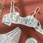 Striking Crimson Red Strappy Open-Cup Underwire Lingerie Set