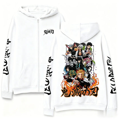 Adventure Streetwear Zip Hoodie with Dynamic Manga Artwork