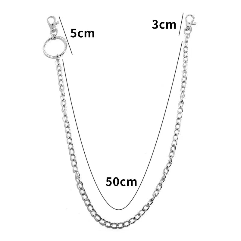 Double Layer Wallet Chain with Ring Clip for Punk Streetwear Styling