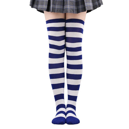 Striped Over-the-Knee Socks with Stretch Knit Design for Everyday Streetwear and Y2K Styling
