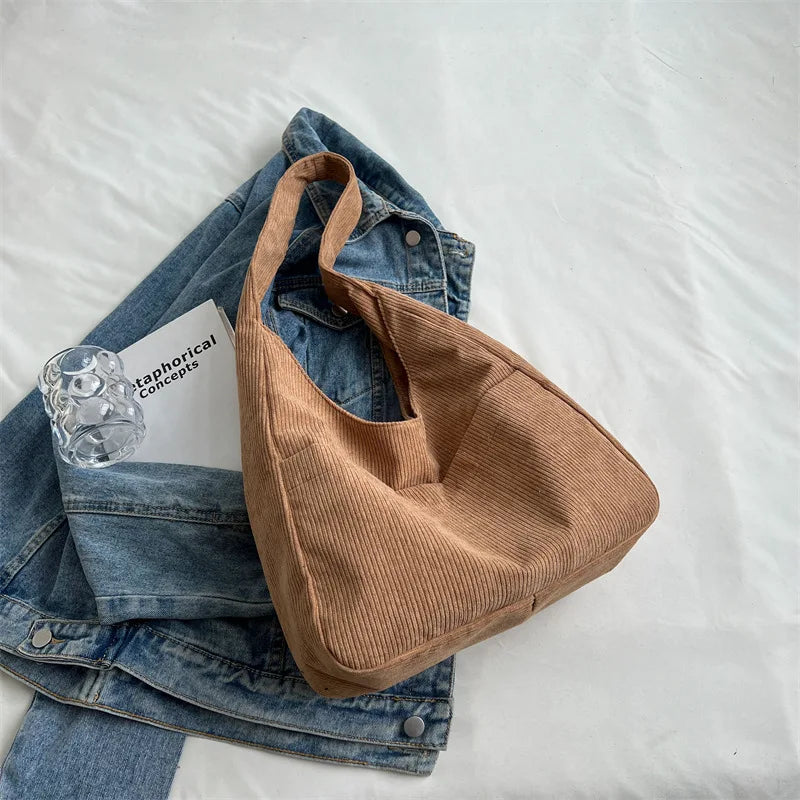 Relaxed Textured Tote Shoulder Bag with Large Capacity Carry Design