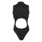 Cutout Sleeveless Bodycon Bodysuit for Gothic Techwear Alternative Fashion