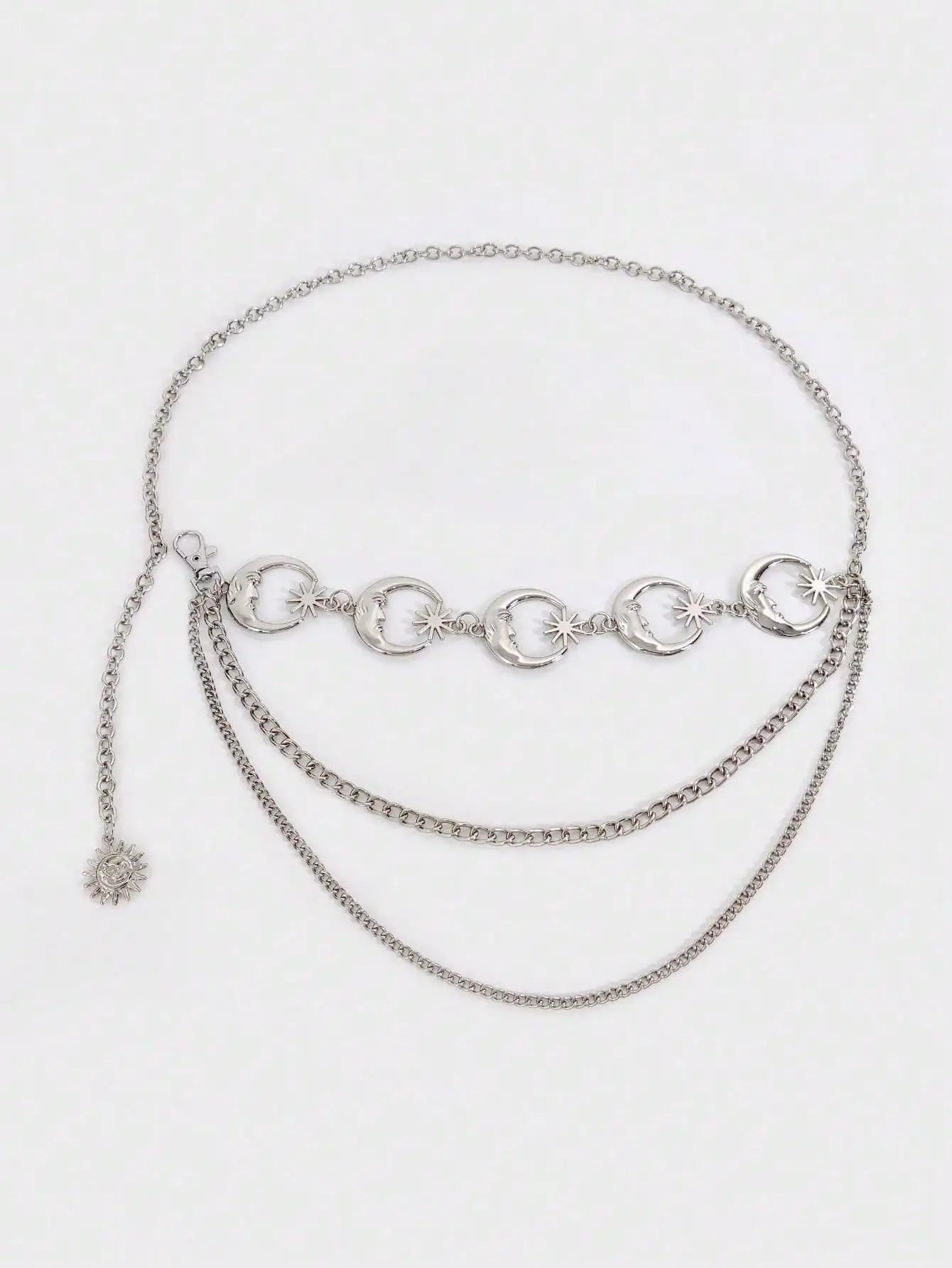 Layered Moon Charm Waist Chain for Gothic and Celestial Fashion Styling