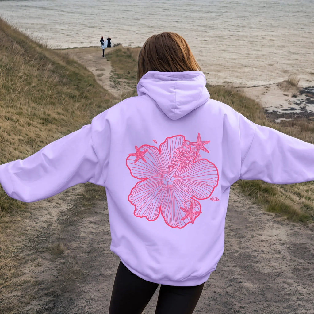 Women's Oversized Floral Graphic Pullover Hoodie Relaxed Casual Streetwear Sweatshirt for Everyday Wear