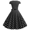 Retro Red and White Polka Dot Swing Dress with Black Waist Tie
