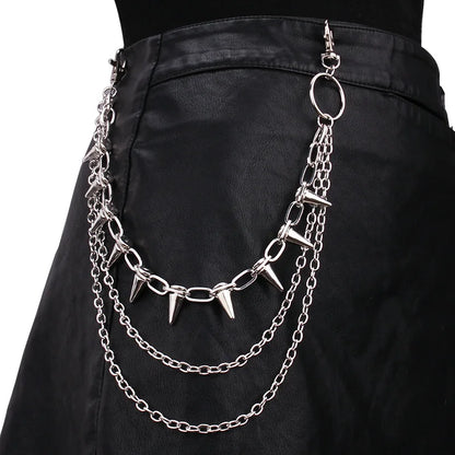 Layered Spike Chain Belt Accessory for Punk, Grunge and Gothic Outfits