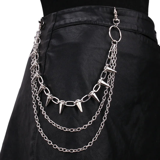 Layered Spike Chain Belt Accessory for Punk, Grunge and Gothic Outfits