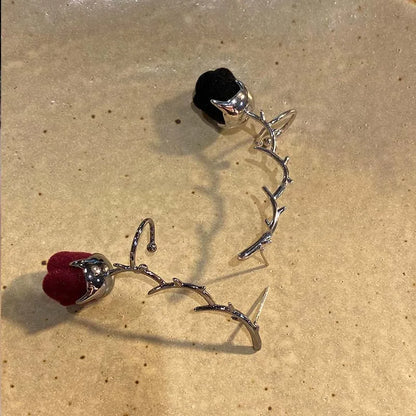Rose Thorn Ear Cuff Clip Earrings for Dark Romantic Alternative Styling