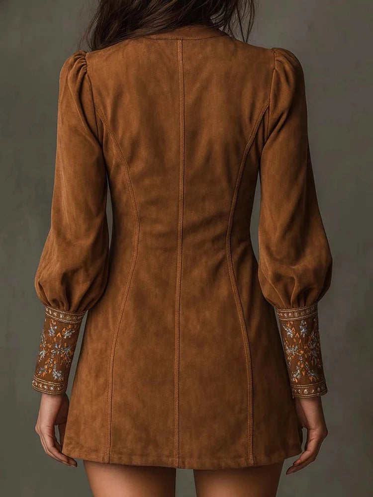 Vintage Embroidered Bohemian Inspired Relaxed Fit Alternative Mini Dress