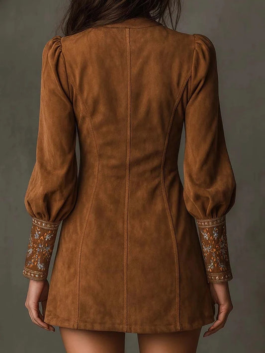 Vintage Embroidered Bohemian Inspired Relaxed Fit Alternative Mini Dress