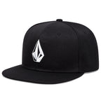 Geometric Embroidered Flat Brim Snapback Cap Adjustable Streetwear Baseball Fashion Hat
