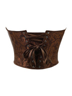 Regal Bronze Floral Jacquard Overbust Corset with Plunging Sweetheart Neckline