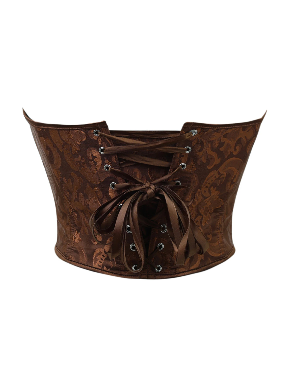 Regal Bronze Floral Jacquard Overbust Corset with Plunging Sweetheart Neckline