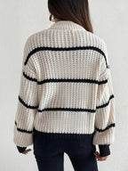 Women's Oversized Striped Crew Neck Relaxed Fit Streetwear Knit Sweater