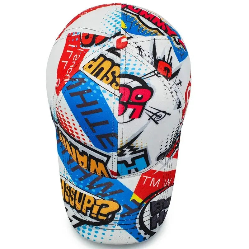 Abstract Graphic Print Adjustable Cotton Baseball Cap for Modern Streetwear and Casual Everyday Style