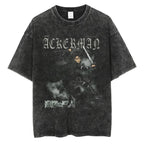 Shadow Soldier Anime Graphic Oversized Washed Cotton Streetwear T-Shirt