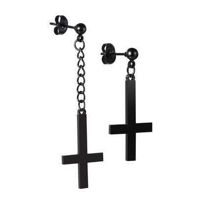 Gothic Cross Hoop Earrings for Punk and Alternative Statement Styling