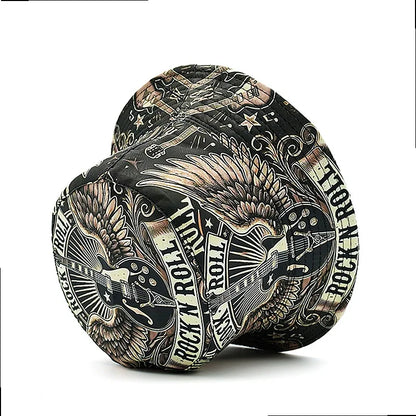 Vintage Graphic Print Bucket Hat Double Layer Casual Streetwear Fisherman Outdoor Cap