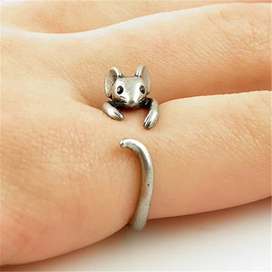 Whimsical Mouse Inspired Open Ring for Gothic and Fairy Grunge Styling