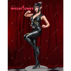 Women's Deep V Neck Faux Leather Top and Slim Fit Pants Coordinated Outfit Set