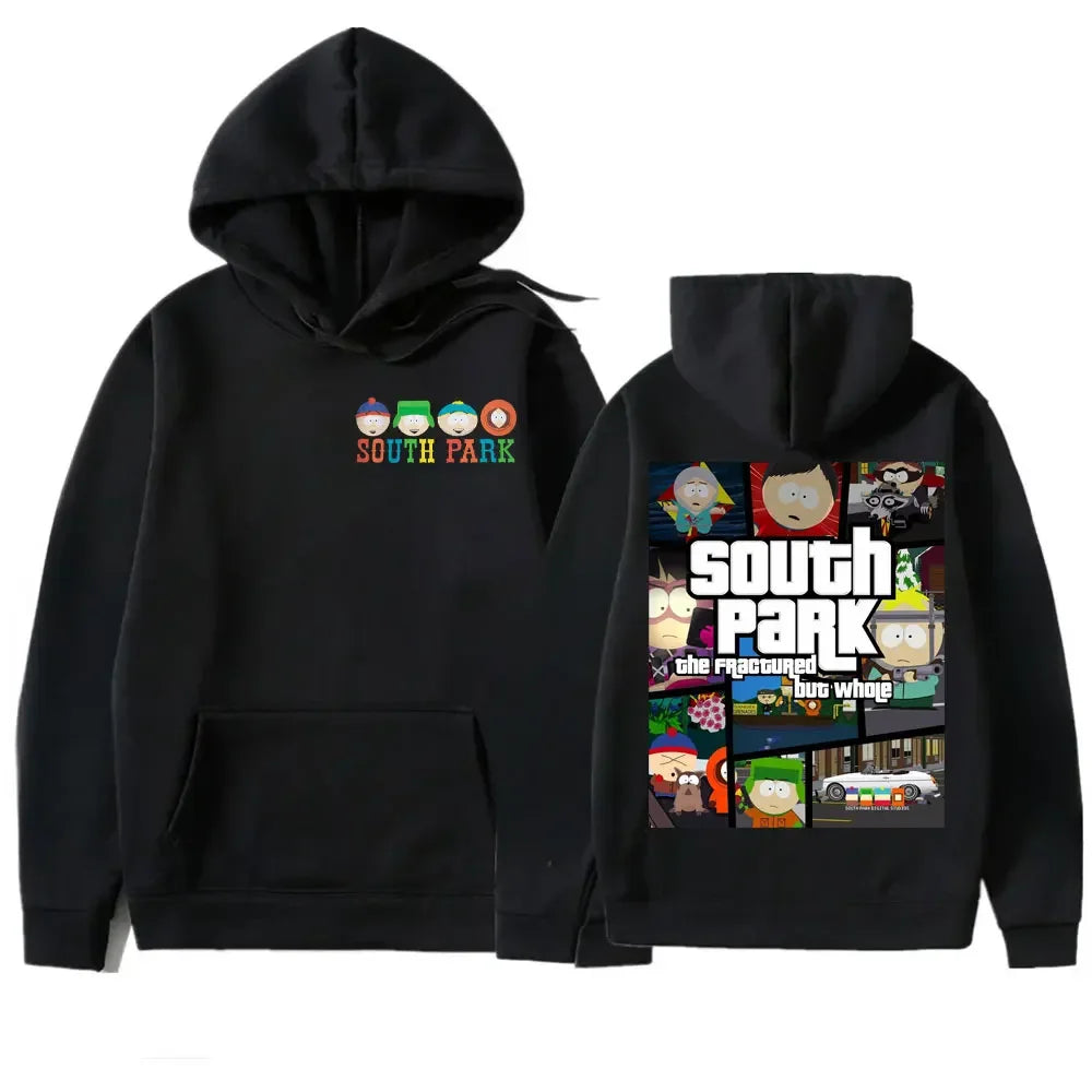 Cartoon Graphic Hoodie with Relaxed Streetwear Fit and Large Back Artwork