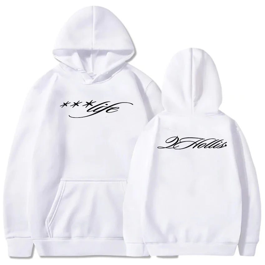 Minimalist Script Graphic Hoodie with Relaxed Streetwear Silhouette and Back Print