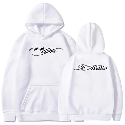 Minimalist Script Graphic Hoodie with Relaxed Streetwear Silhouette and Back Print
