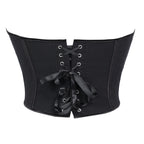 Minimalist Black Strapless Sweetheart Corset with Plunging Neckline