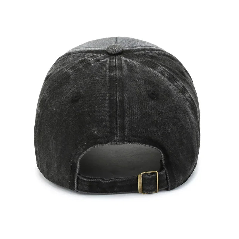 Vintage Washed Embroidered Baseball Cap Adjustable Curved Brim Casual Outdoor Hat