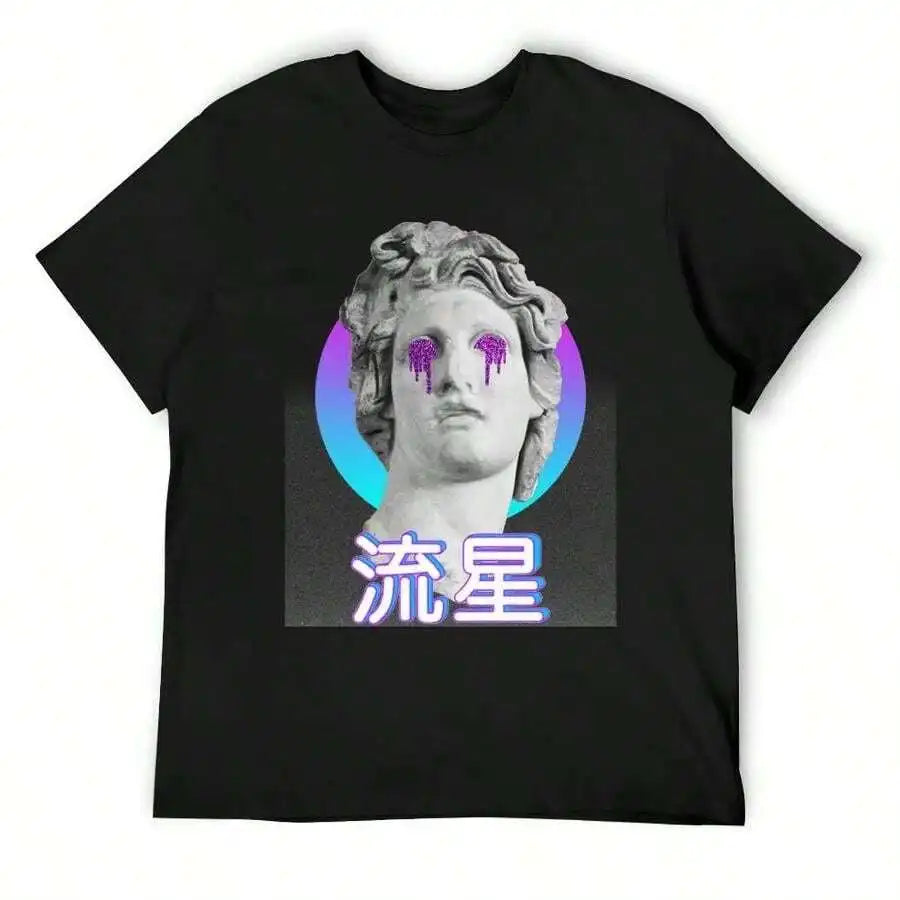 Anime Vaporwave Statue Oversized Retro Streetwear Graphic Cotton T-Shirt