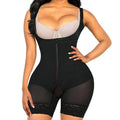Seamless Open-Bust Mid-Thigh Shaping Bodysuit with Sheer Lace Accents