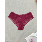 6-Piece Women’s Sheer Lace-Style Bikini Briefs Set with Solid Colors, Floral-Inspired Texture and Delicate Feminine Finish