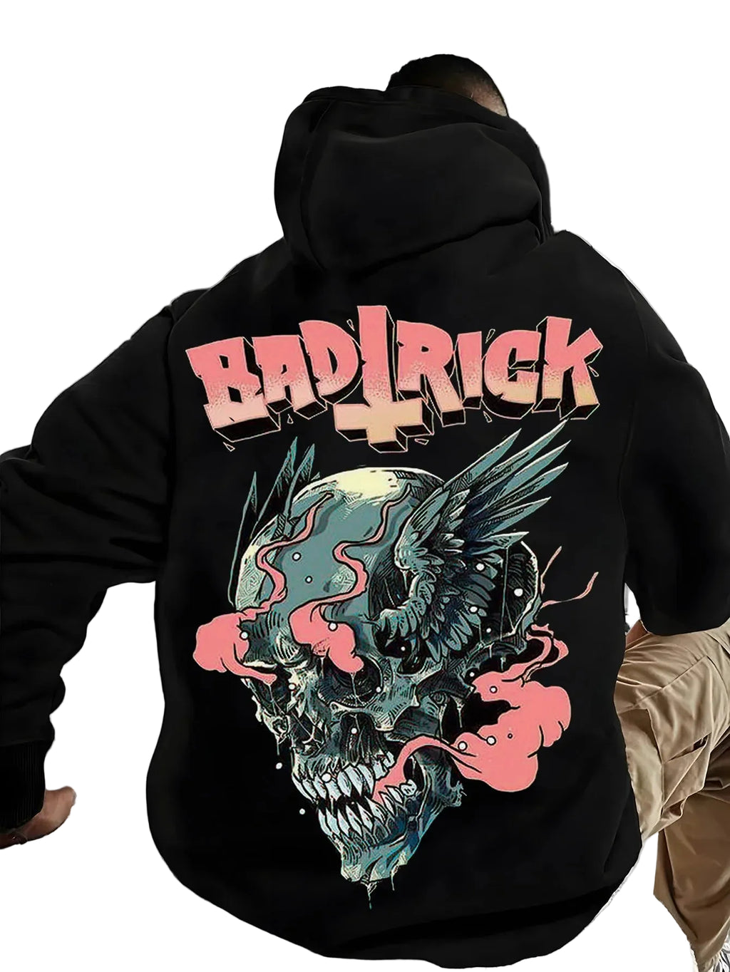 Oversized Gothic Streetwear Hoodie with Graphic Back Artwork and Relaxed Fit