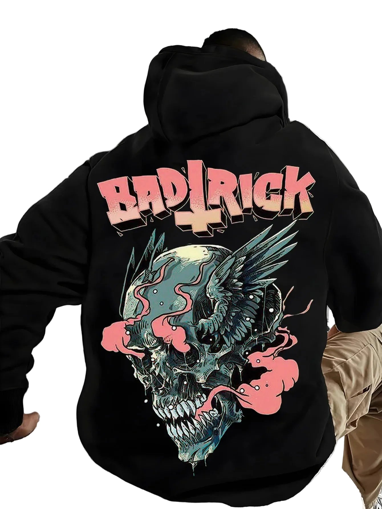 Oversized Gothic Streetwear Hoodie with Graphic Back Artwork and Relaxed Fit