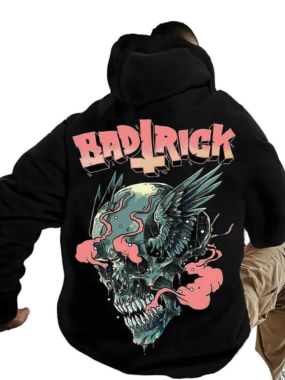 Oversized Gothic Streetwear Hoodie with Graphic Back Artwork and Relaxed Fit