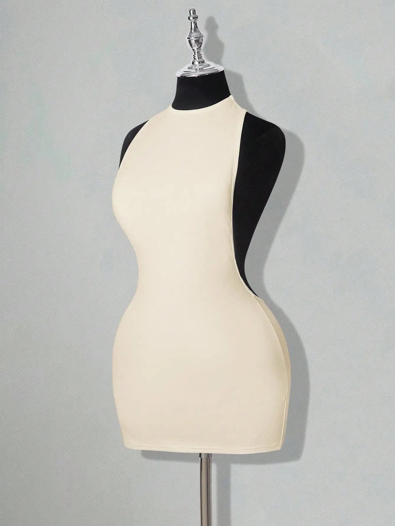 Backless Sleeveless Bodycon Mini Dress with Criss Cross Open Back Detail