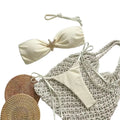 Textured Bandeau String Bikini with Starfish Hardware and Side-Tie Bottom