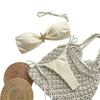 Textured Bandeau String Bikini with Starfish Hardware and Side-Tie Bottom