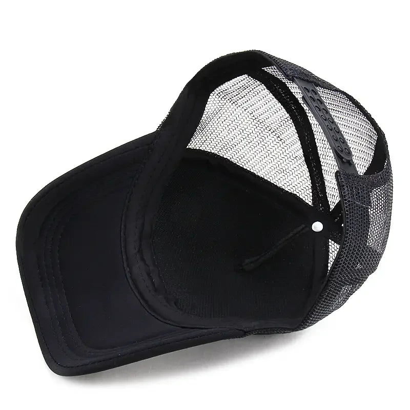 Plain Mesh Trucker Cap Adjustable Curved Brim Minimalist Casual Streetwear Hat