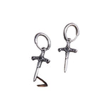 Sword Drop Hoop Earrings for Gothic Punk and Alternative Fashion