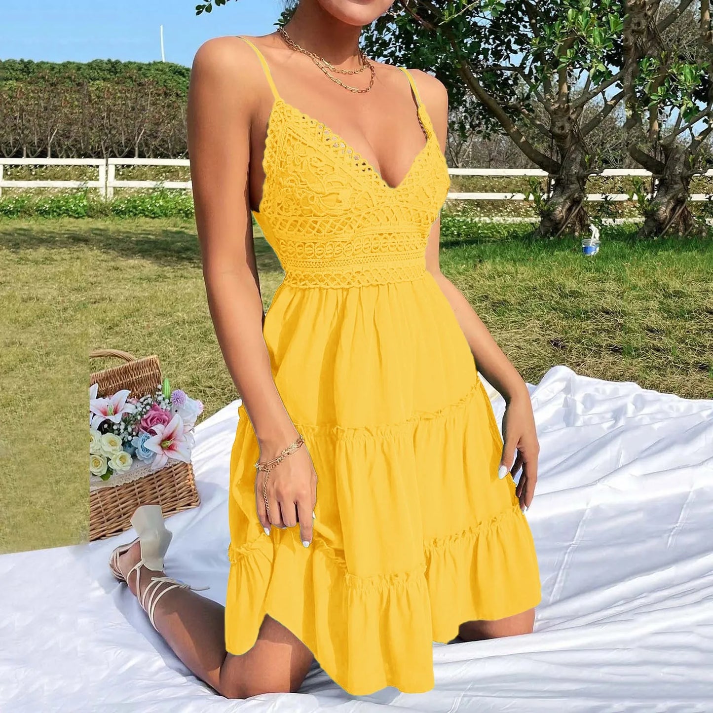 Elegant Lace Trim Slip Dress with Soft Anime-Inspired Aesthetic