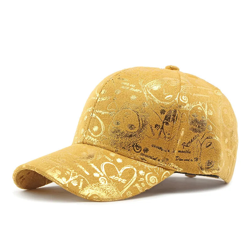 Abstract Graphic Print Baseball Cap Adjustable Curved Brim Urban Streetwear Fashion Hat