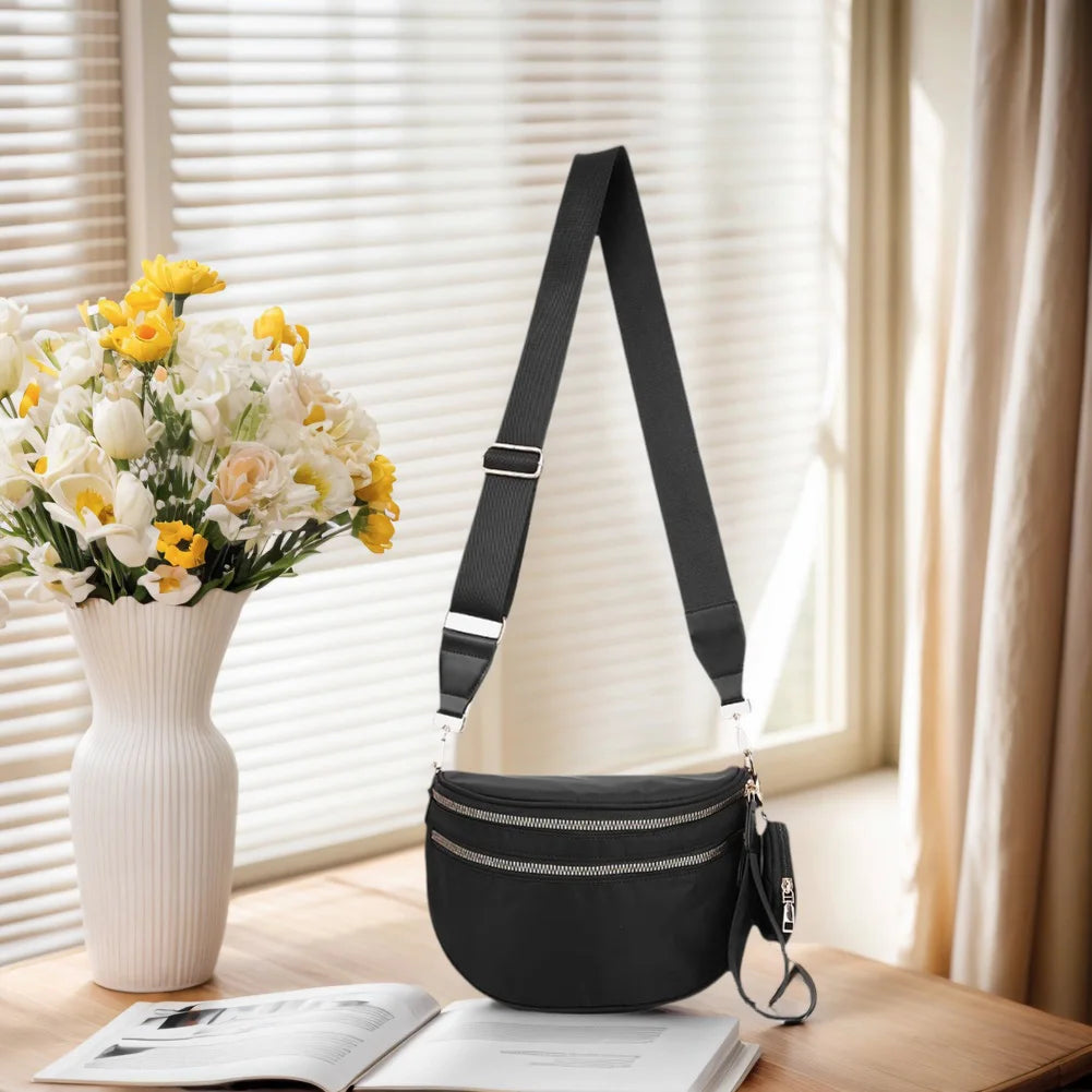 Nylon Sling Crossbody Bag with Adjustable Strap Compact Everyday Design