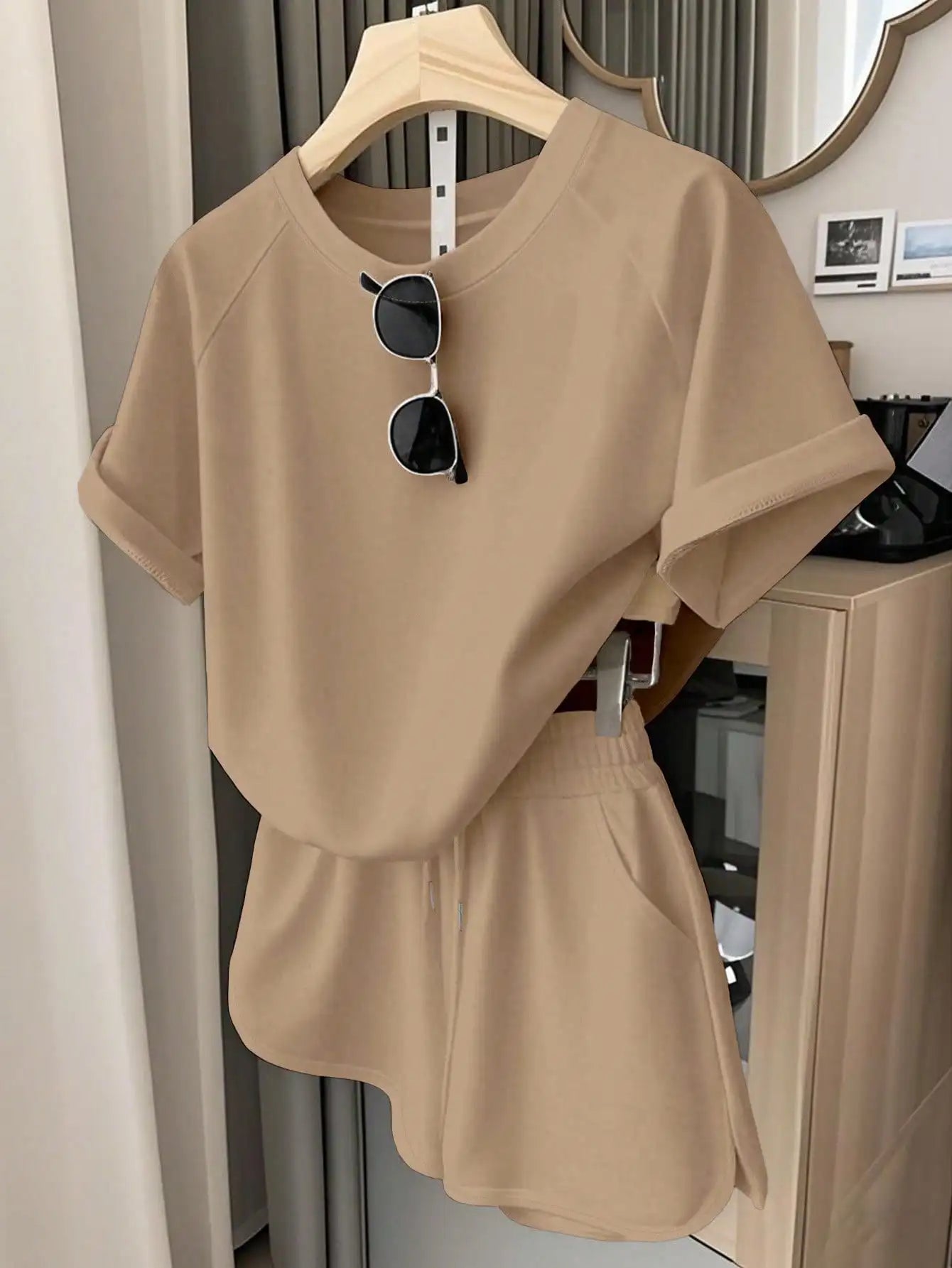 Oversized T-Shirt and Drawstring Shorts Casual Streetwear Co-Ord Set
