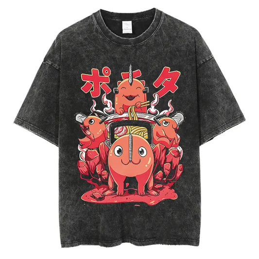 Kawaii Anime Devil Graphic Oversized Vintage Streetwear Cotton T-Shirt