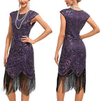 Vintage Inspired Sequin Fringe Alternative Fashion Cocktail Dress