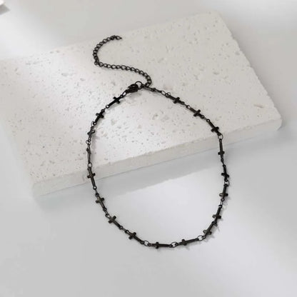 Vintage Gothic Cross Choker Necklace With Punk Chain Alternative Streetwear Fashion Styling
